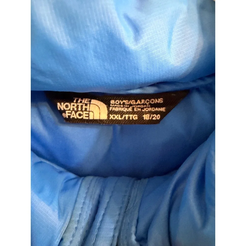 The North Face Boys XXL Thermoball Eco Hooded Jacket Blue Quilted Puffer Coat